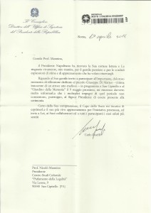 Lettera Presidente della Repubblica
